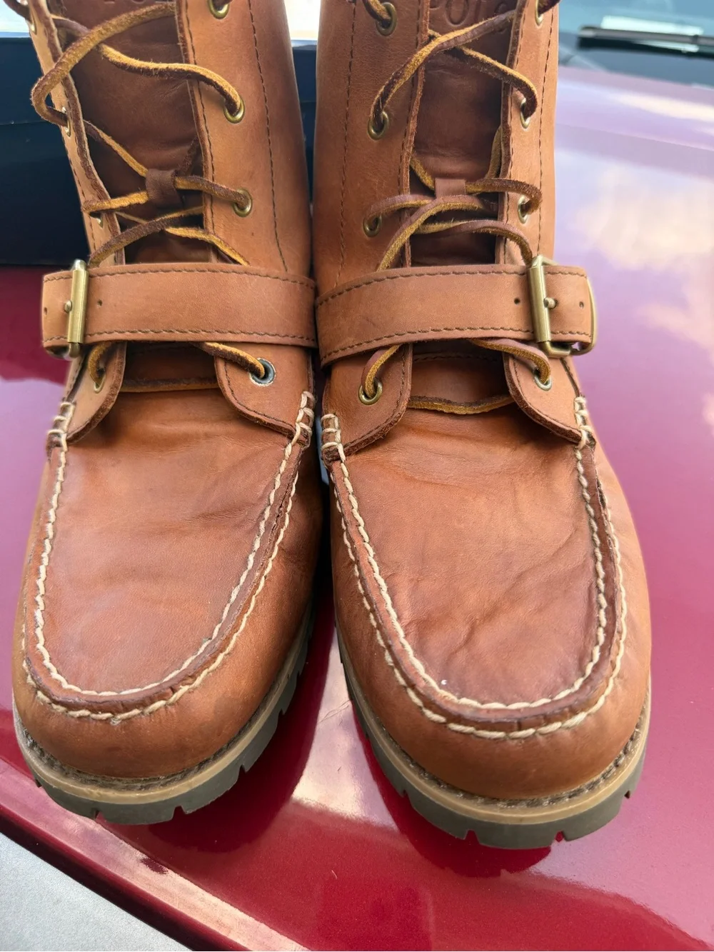 Polo Ralph Lauren Ranger Boots Brown Leather Men US 12D With Box